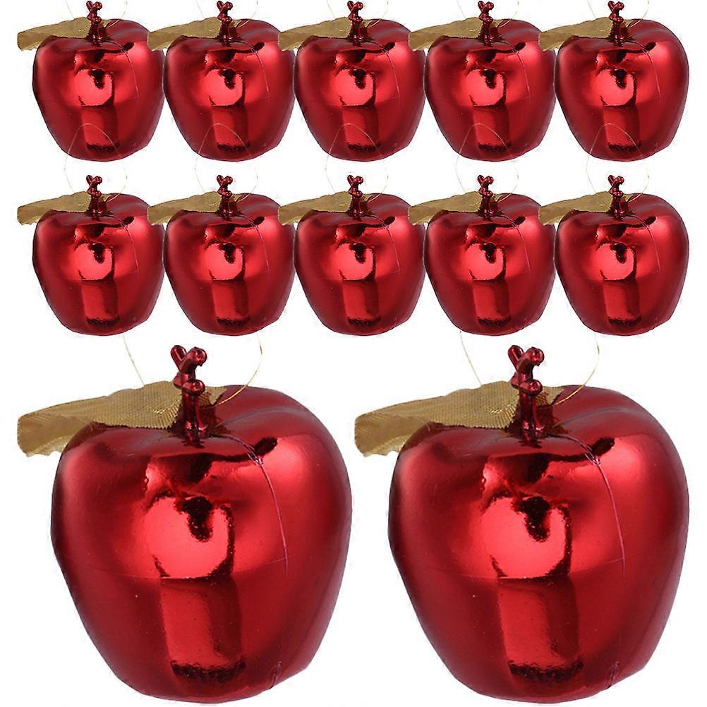 Red Plastic Apple Design Christmas Tree Pendants for Decoration 12pcs