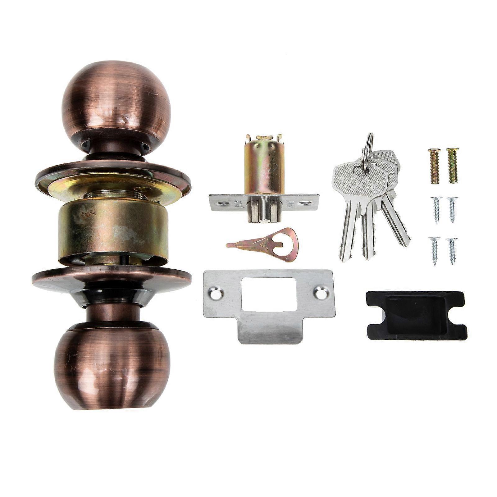 Stainless Steel Round Knob Door Handle with Key Lock, Sleek Design and Strong Performance