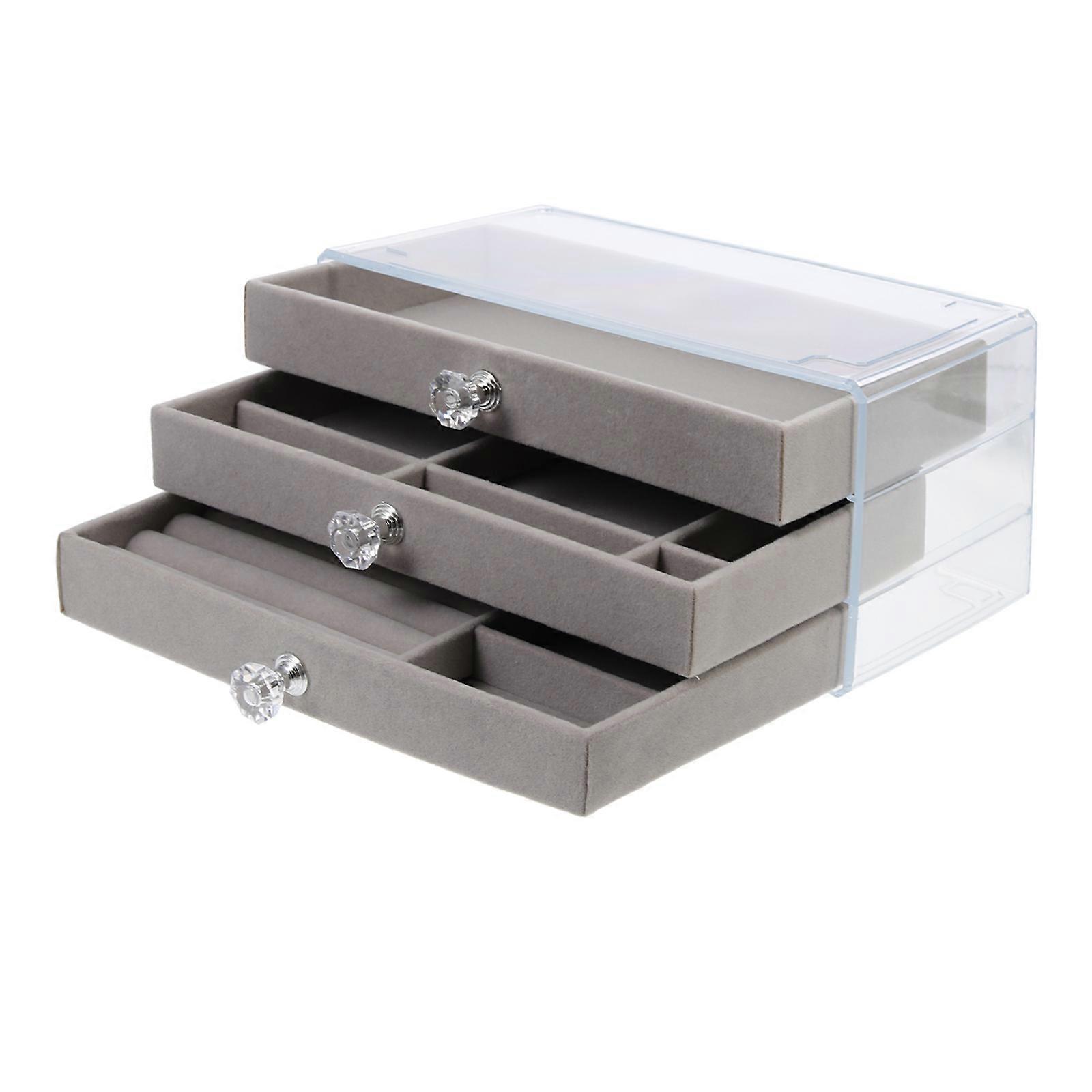 Elegant ABS Jewelry Storage Box for Home Use Beige Classic Design with Drawer 70 Characters