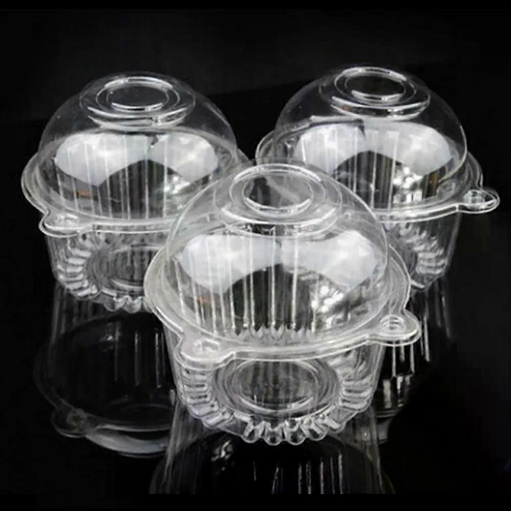 100 pcs. Transparent Plastic Single Cupcake Muffin Muffin Liners Under Dome Box Container
