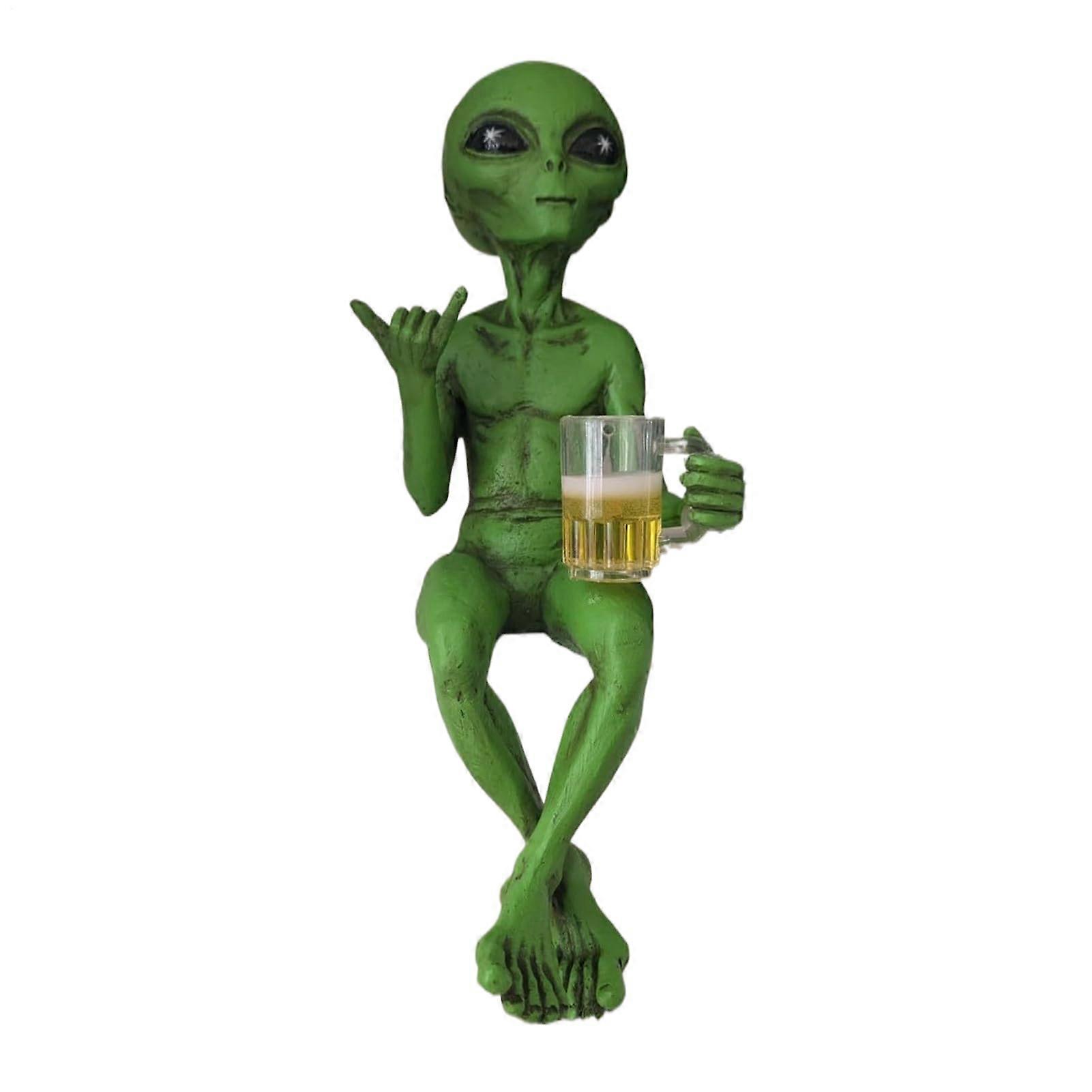 Drinking Alien Resin Collectible Figure, 5.91 Inches