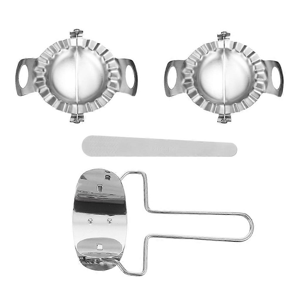 Dumpling Maker Tool 4Pcs Stainless Steel for Household Users 17X8.5Cm Silver Crimp Design