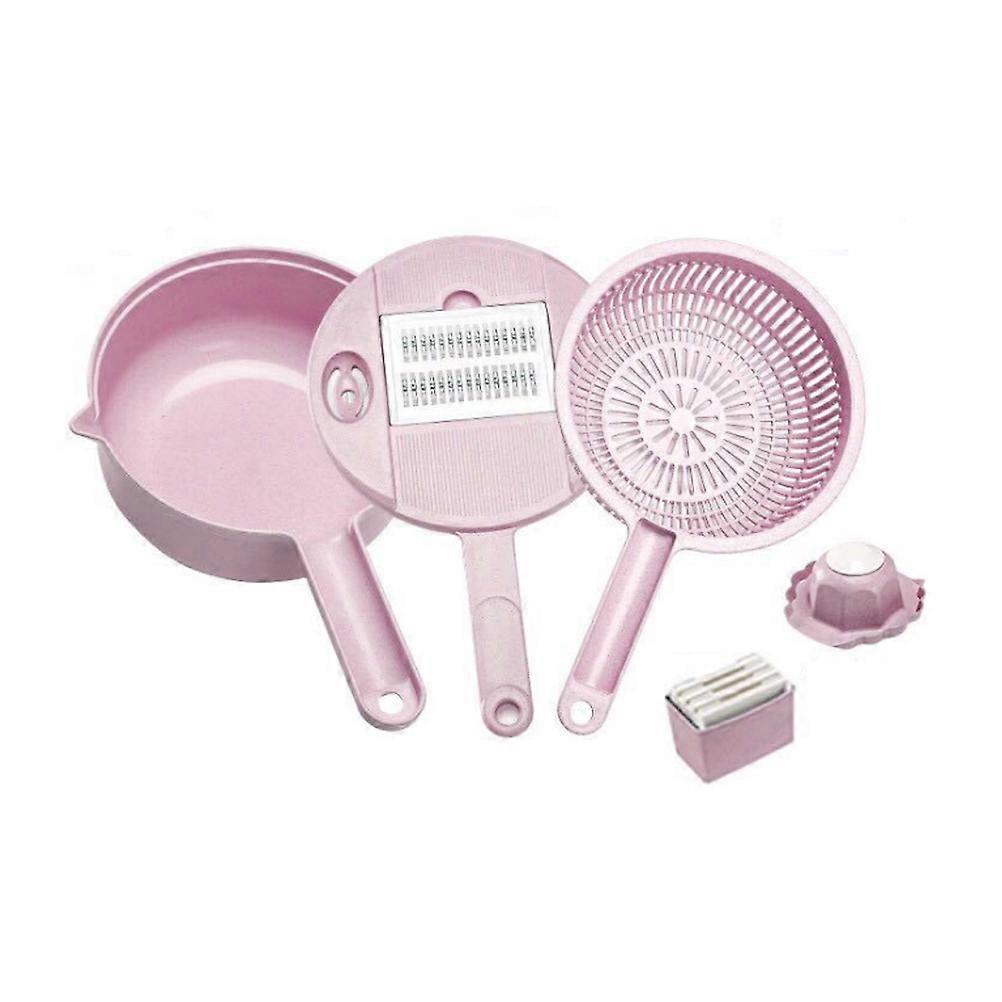 Pink Straw Vegetable Chopper and for Kitchen Use with Finger Guard 1 Set