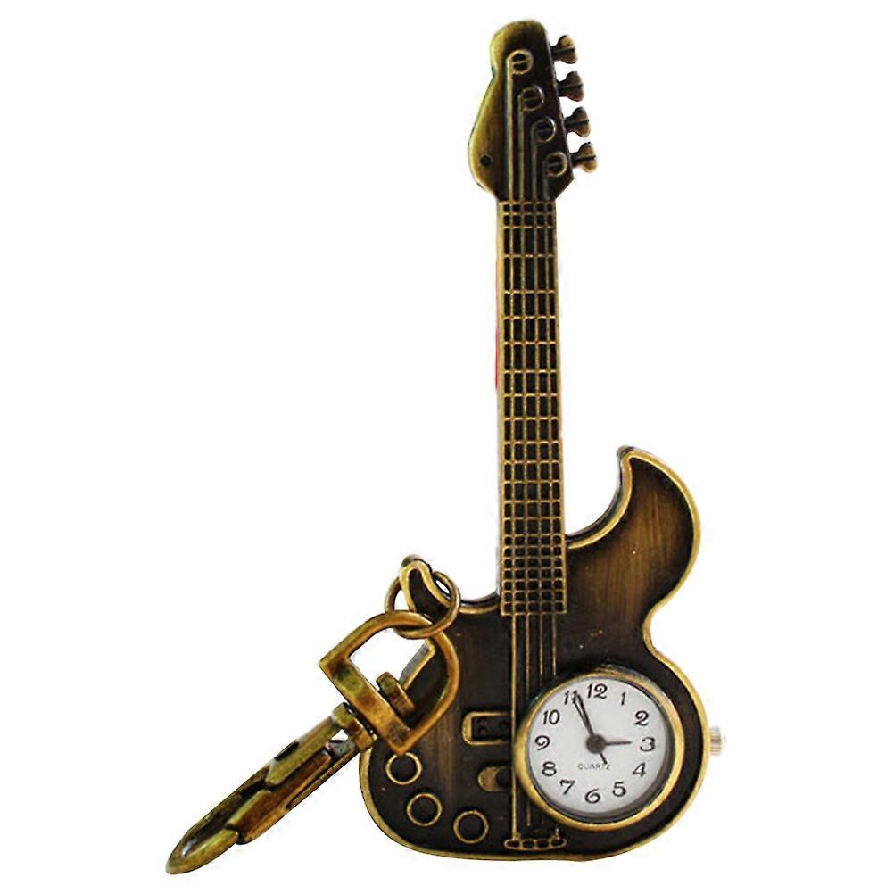 Elegant Guitar Shaped Buckle Watch For Unique Gifts And Personal Use Dark Brown 1Pc With Keychain