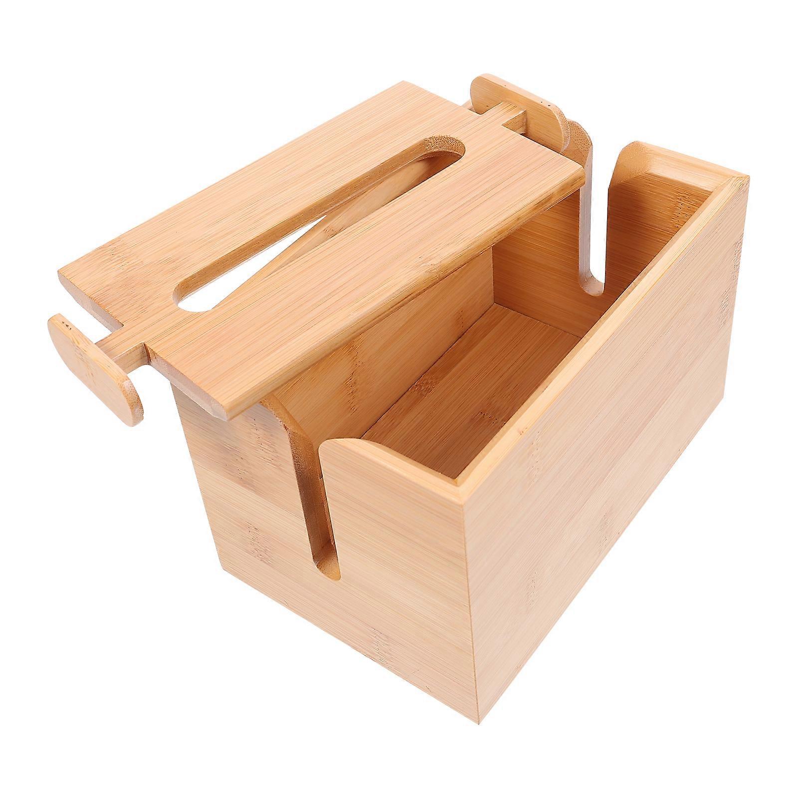 Bamboo Tissue Holder 1Pc Suitable For Dressing Table Chocolate Rectangular Paper Tissue Storage