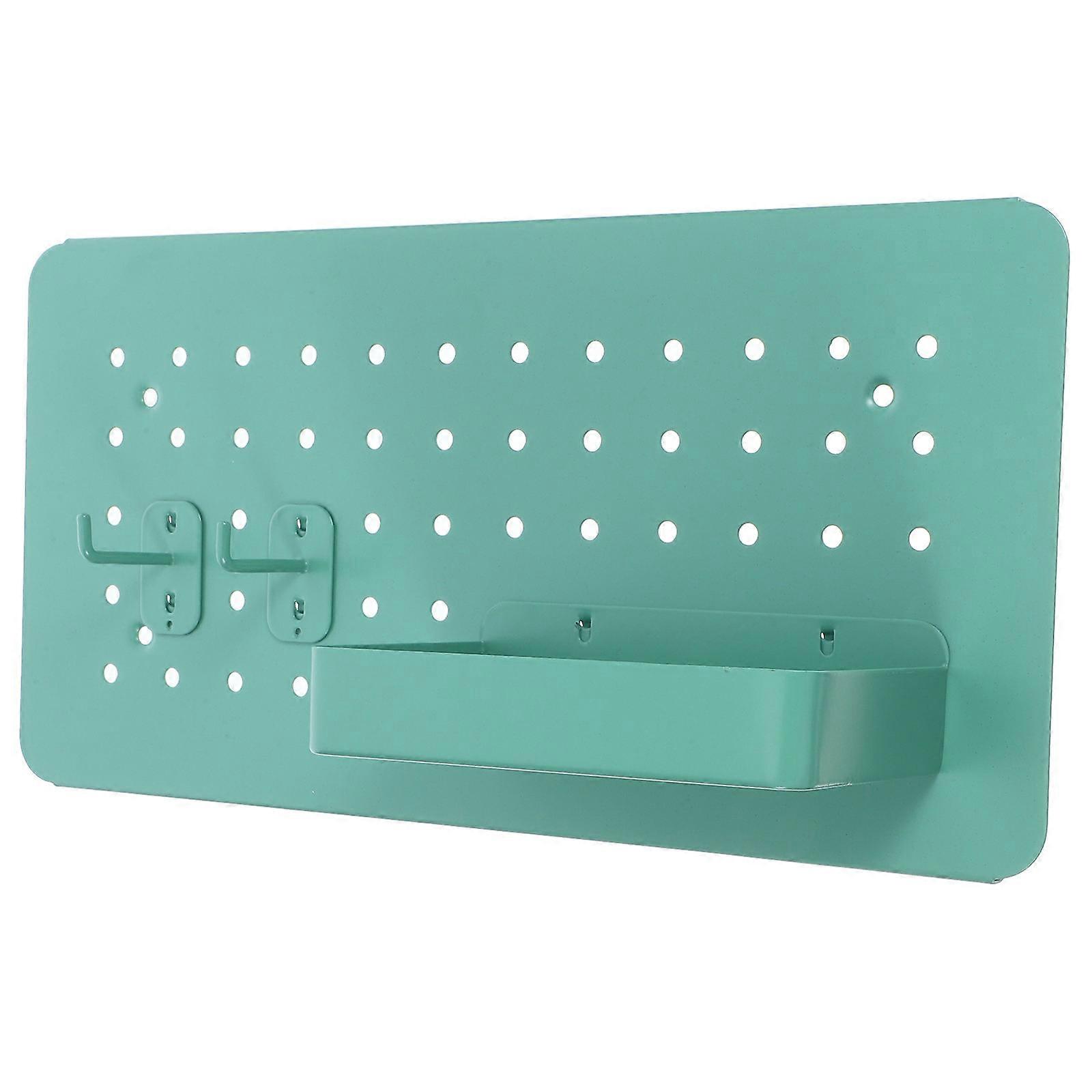 Light Green Wall Organizer Pegboard Box for Home Use 1Set with Hooks