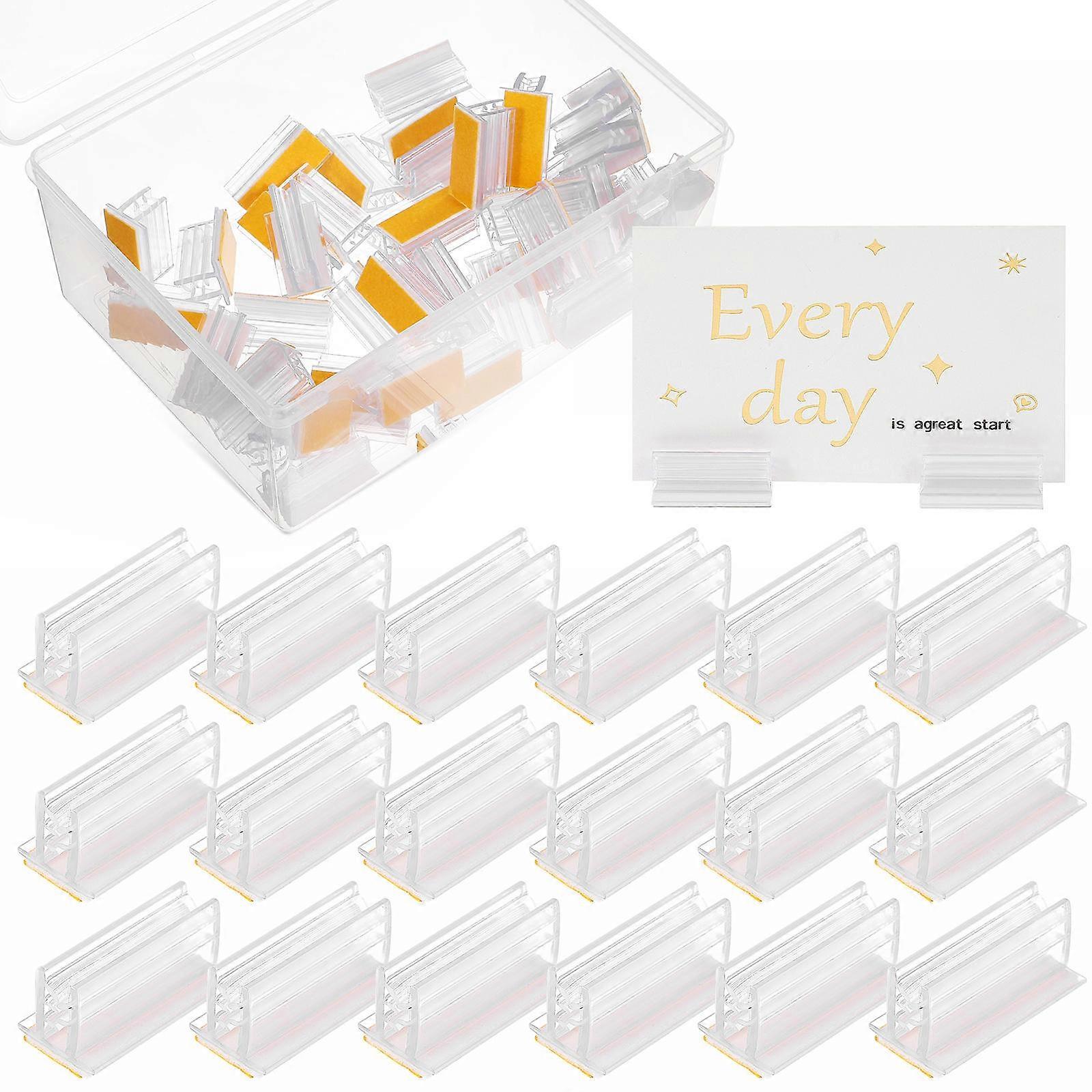 50 Pcs Acrylic Card Holders Transparent Sneeze Guard Sign Stands Retail Display Easy Installation Compact Design Secure Fixation