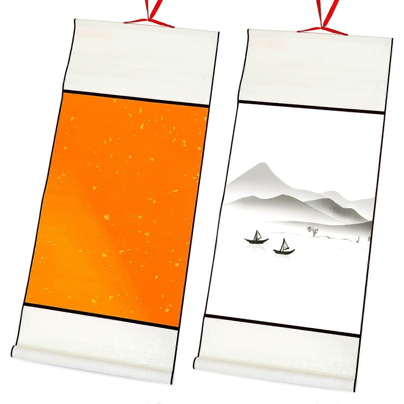 Hanging Calligraphy Paper Scroll 2Pcs Multi Rice Paper Durable Material for Painting Use
