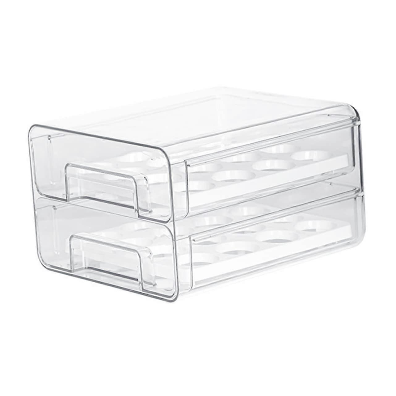 Double Layer Egg Storage Box for Fridge - Reusable Egg Container with Lid, Organiser for 18 Eggs, Durable Plastic