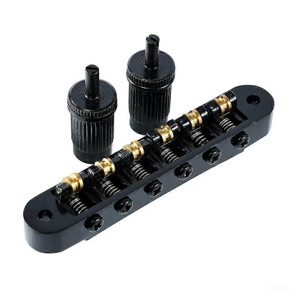 Adjustable TuneOMatic Guitar Bridge for Epi LP Style Instruments (Black) with Saddle Retention
