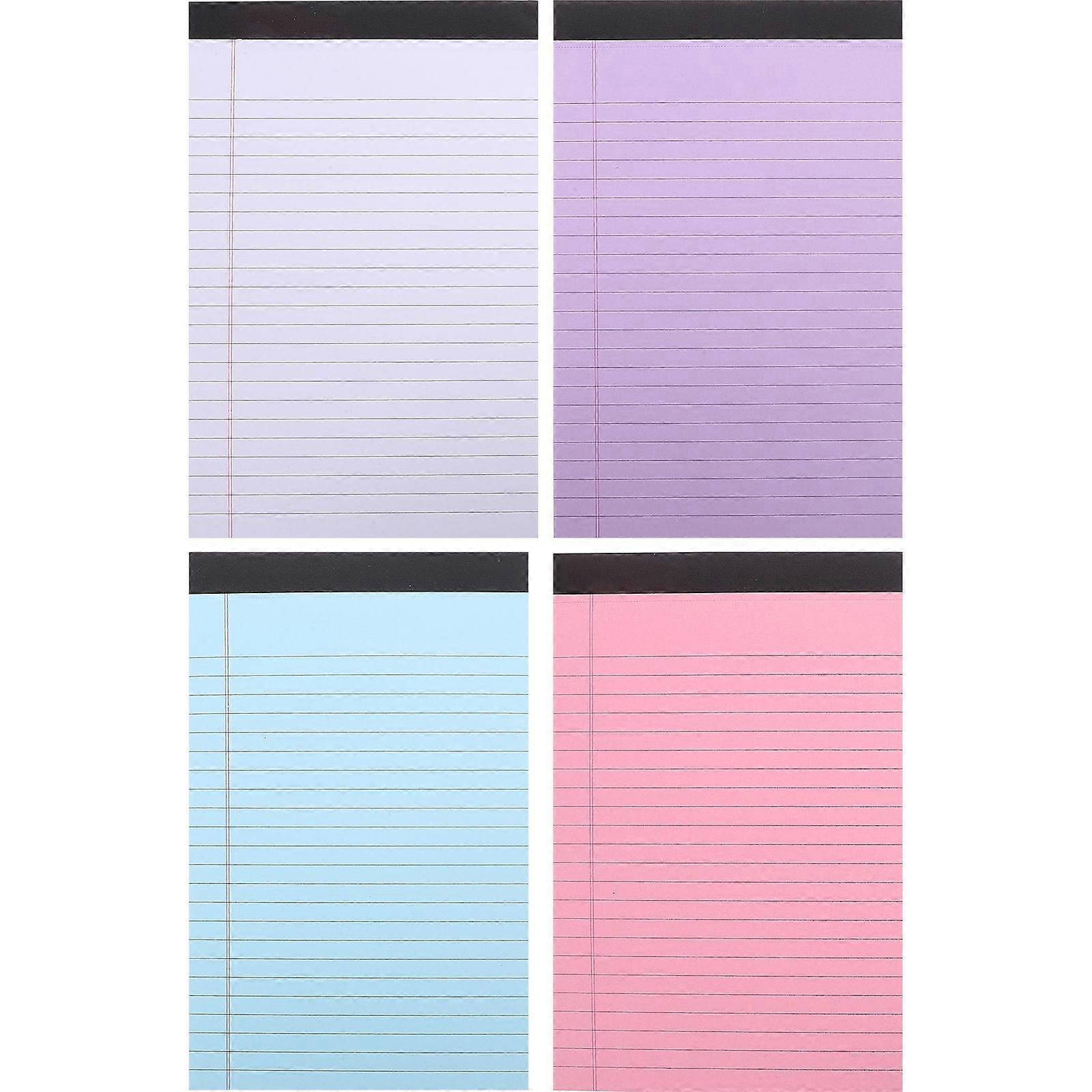4pcs Legal Pads Colored Writing Pads Lined Paper Notebook To- List Notepad Memo Pads For School College Office Business Collage Ruled Notebooks