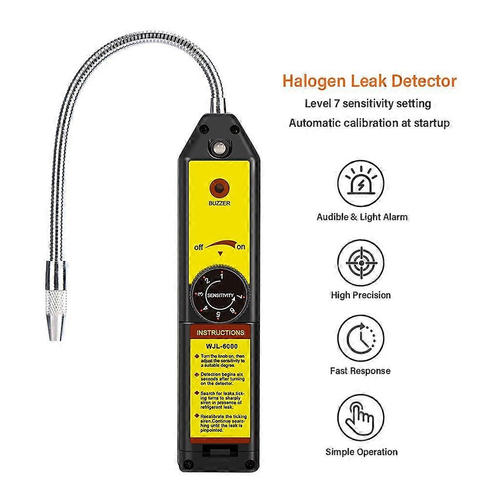 Freon Leak Detector WJL-6000 Refrigerant HVAC Leak Detector Halogen Gas Sniffer Automotive Gas Finder Halogen Leakage Tester Checker for R134a R410A R