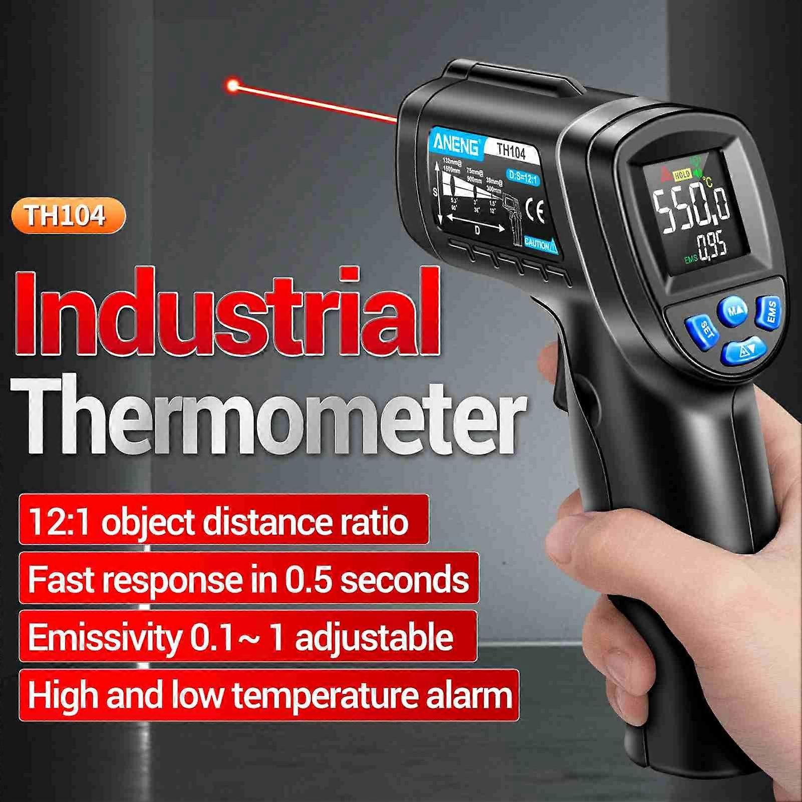 Infrared Thermometer -50-550 Color Screen High Low Temperature Alarm Industrial Thermometer for Metal Working