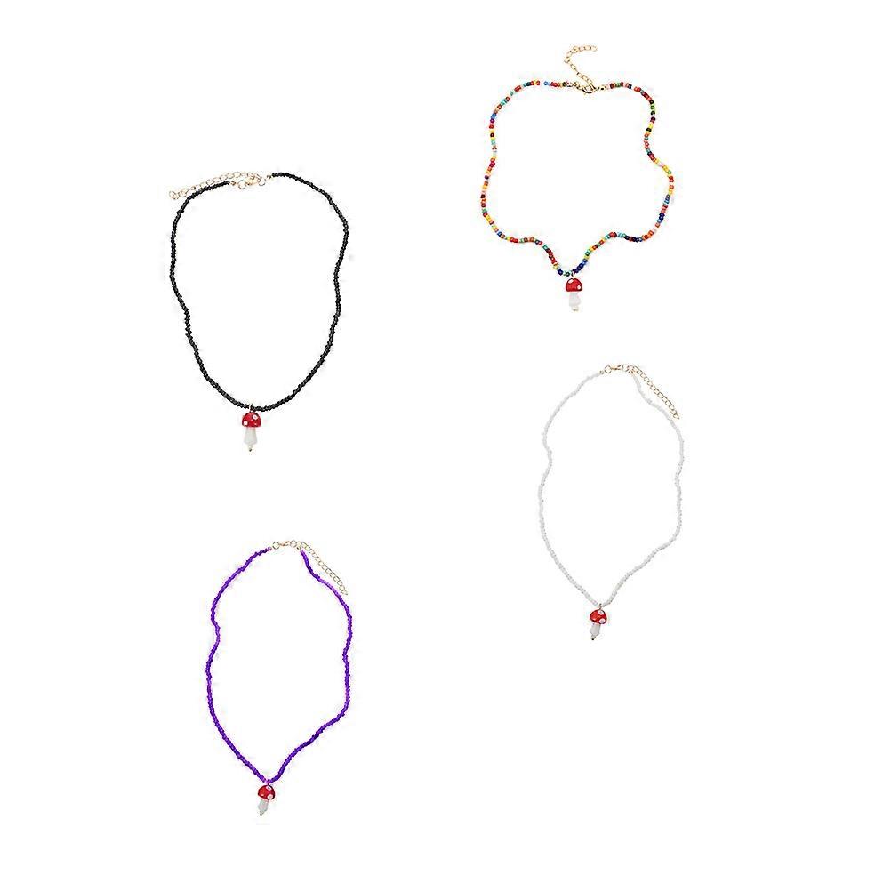 Kids Beads String Jewelry with Mushroom Pendant Chain in Assorted Colors for Decoration Use