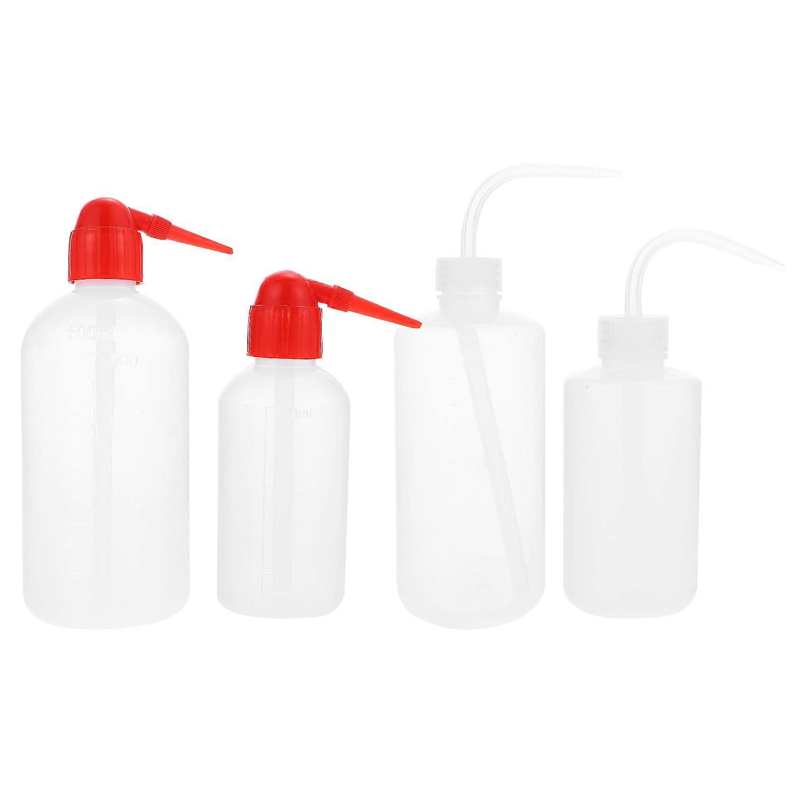 4pcs Plastic Squeeze Bottle Portable Elbow Tip Washing Bottle