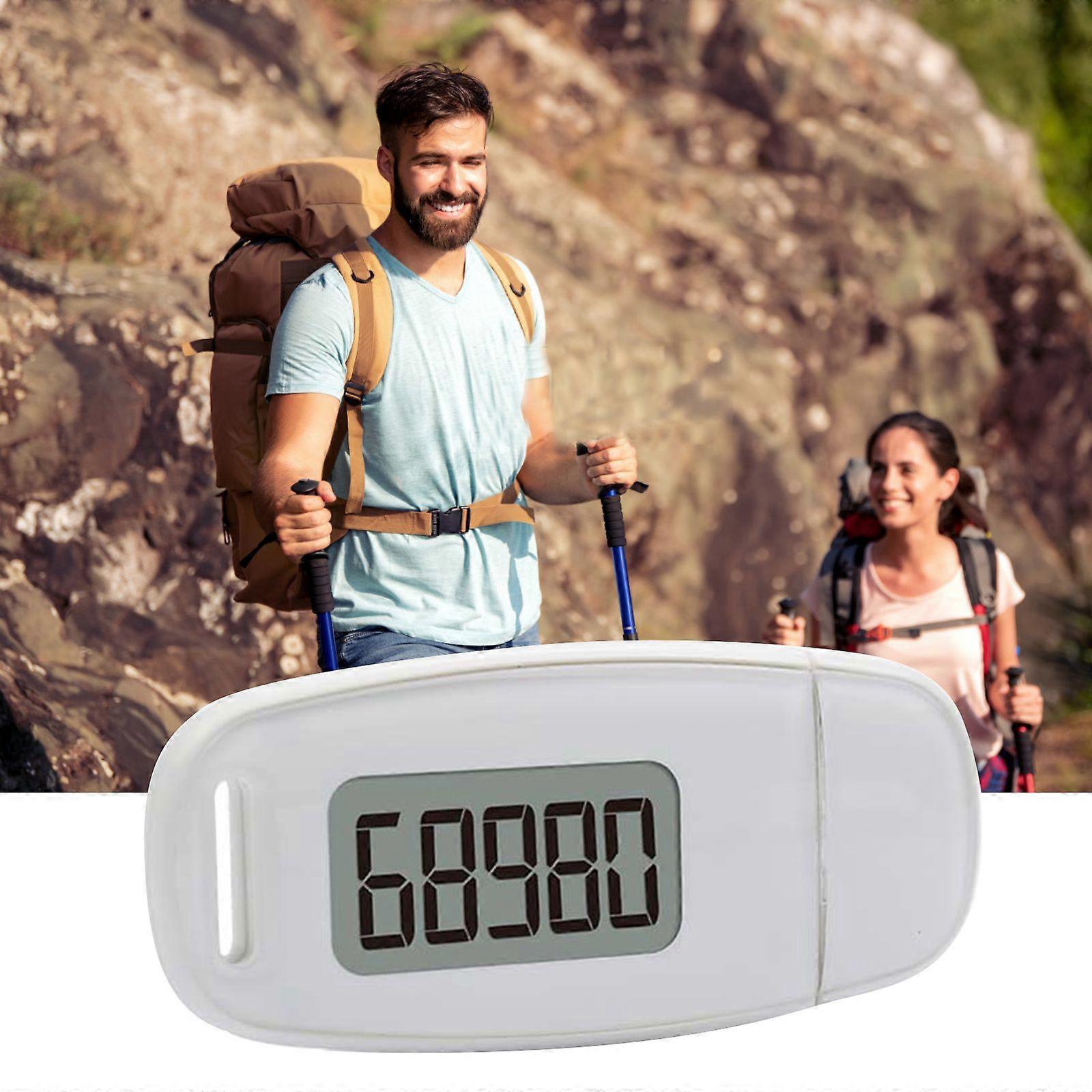3D Sensor Pedometer Step Counting Device with Blue Backlight Clip-on Pedometer with Detachable Back Clip and Lanyard USB Charging Fitness Tracker
