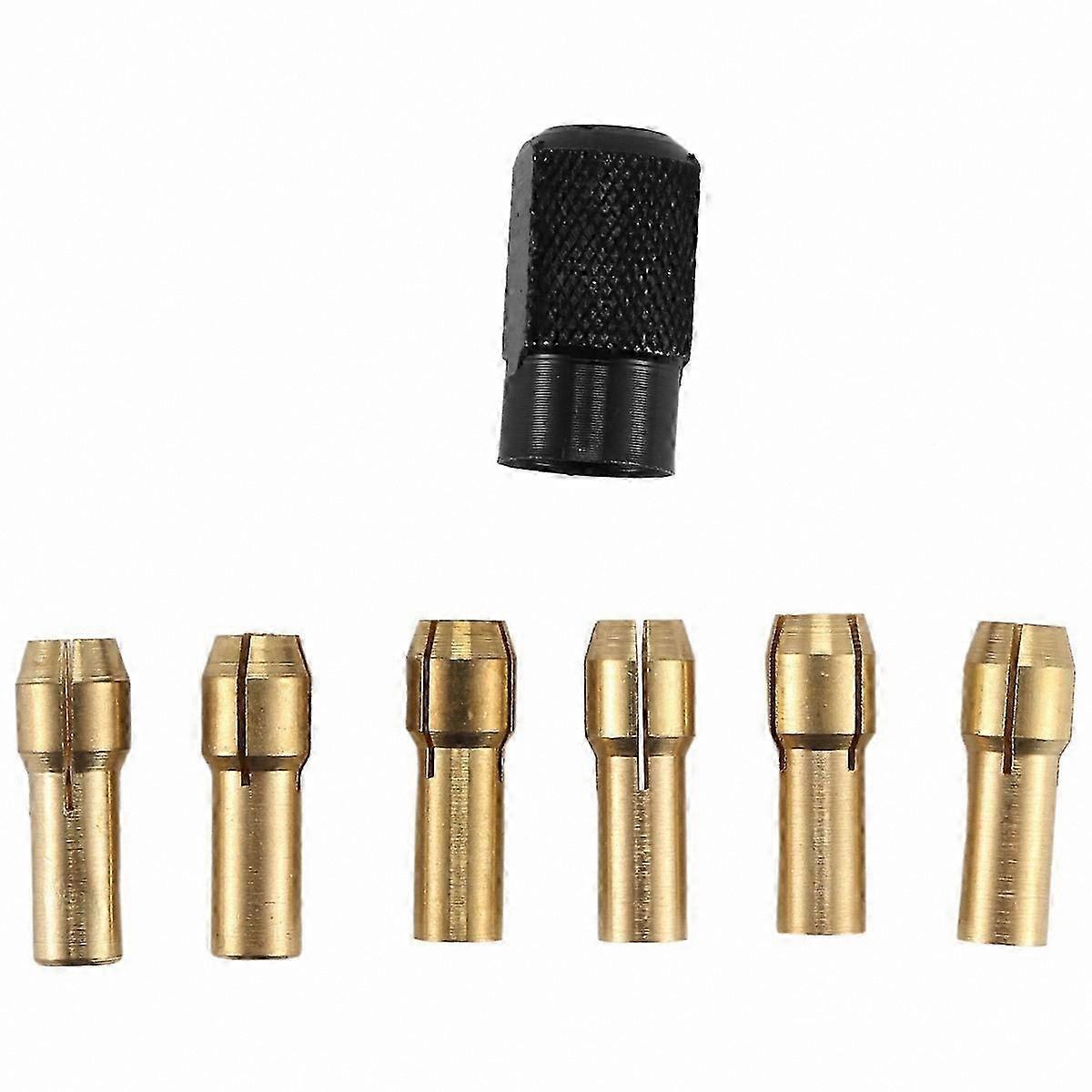 Brass Collet Set, 7 Sizes Included: 1.0mm to 3.2mm, M8X0.75 Thread-Compatible for Rotary Tools