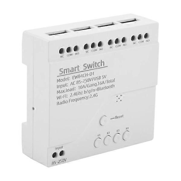 4-Channel Wireless Switch, 85-250V Smart Switch, Remote Control, DIY Smart Home, 4-Way Relay, Works with Alexa.