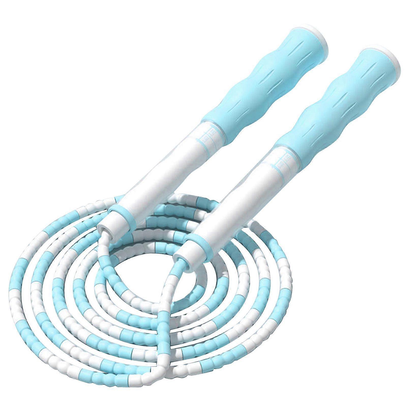 Kids Jump Rope Adjustable Length High Flexibility Anti Slip Handle Beaded Skipping Rope for Home School Exercise Blue