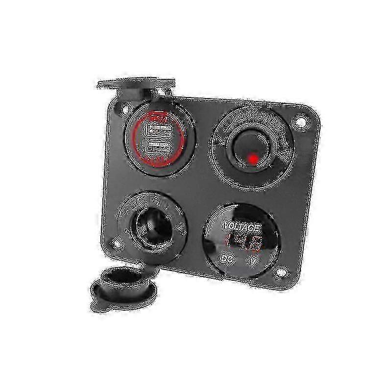 Car Cigarette Lighter Car Yacht Modified Four-hole Panel Dual Usb C...