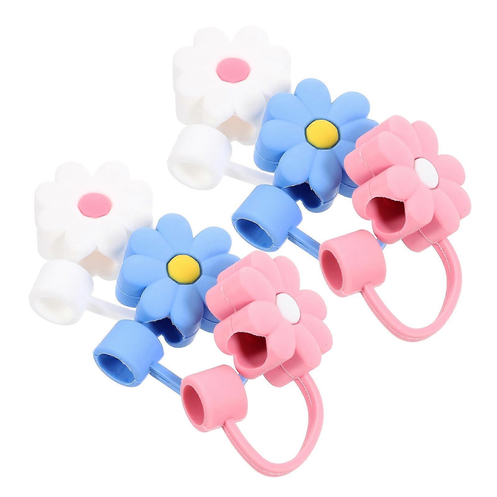 Washable Straw Covers Reusable Straw Toppers Drinking Straw Tips Party 6Pcs