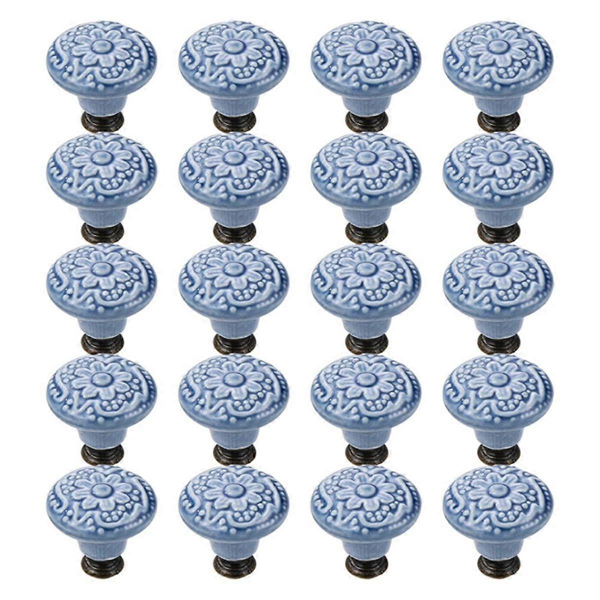 20 Pcs Drawer Pull Handles Round Cabinet Knobs Vintage Ceramic Door Knobs for Closet Cupboard Wardr
