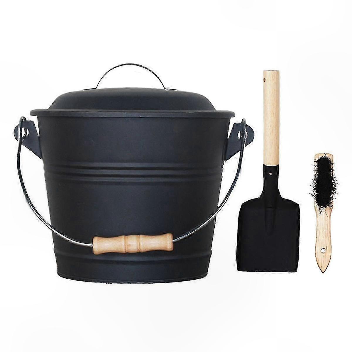 Small Ash Container for Fireplace, Wood Pellet Bucket with Lid, Durable Fireplace Tool Accessory