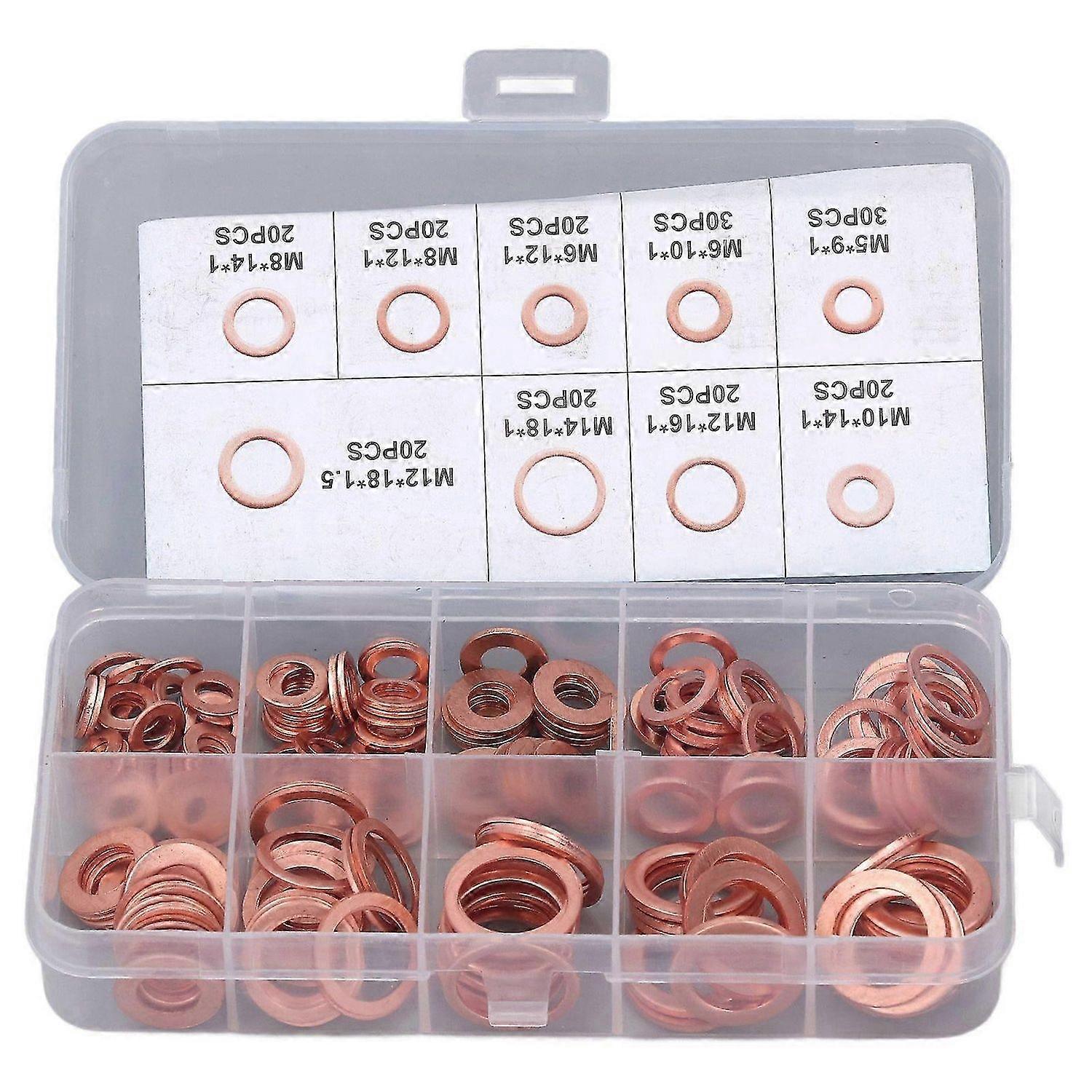 2025 Latest Model 200Pcs Oil Drain Plug Gasket Red Copper Heating Processing