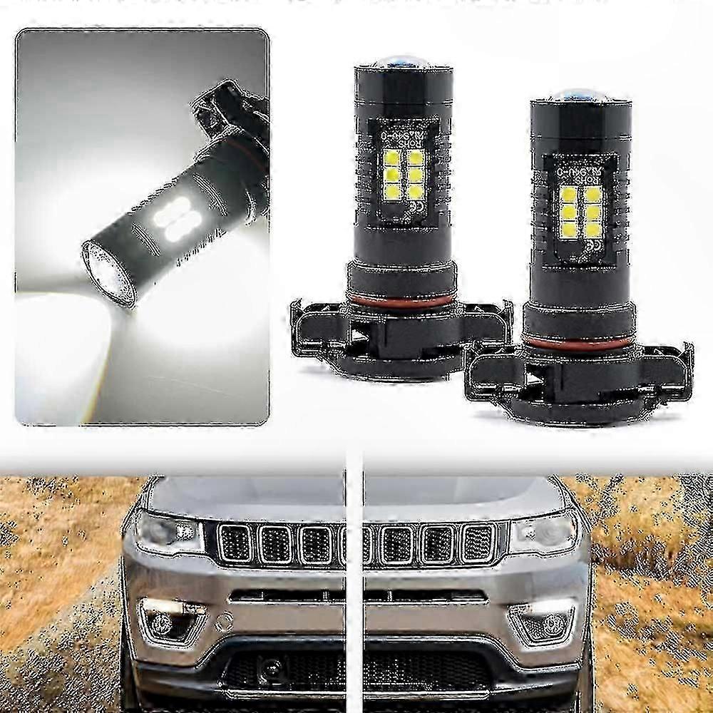 2 Stück 5202 PSX24W LED-Scheinwerferlampen, Xenonweiß für 2017-2019 Jeep Compass Tagfahrlicht mit Canbus DRL-Funktion