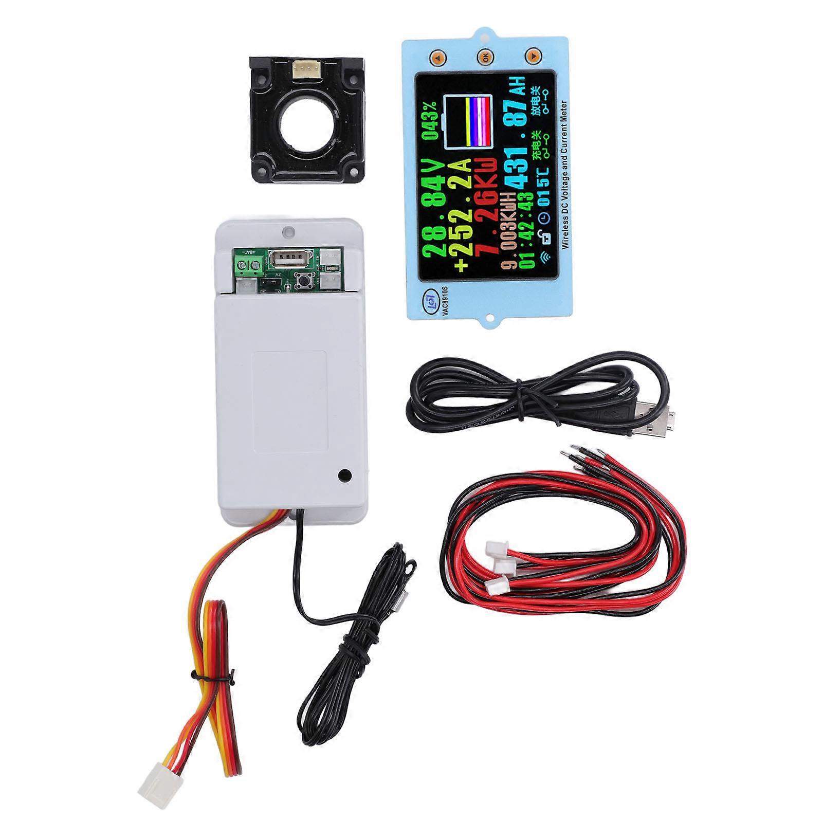 Wireless Voltmeter Coulometer 100A Battery Monitor VAC8910S Color Screen