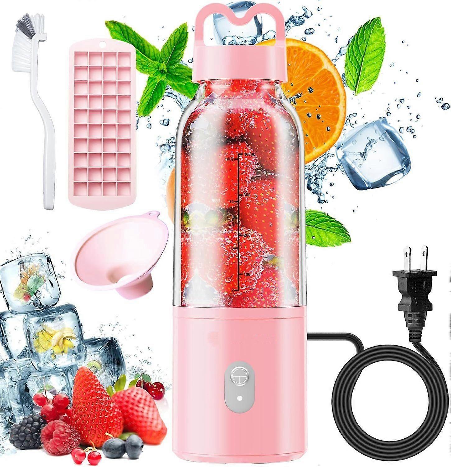 17oz Personal Blender 175W for Smoothies, Juice, Ice & Food Prep, Compact & Versatile(Pink)