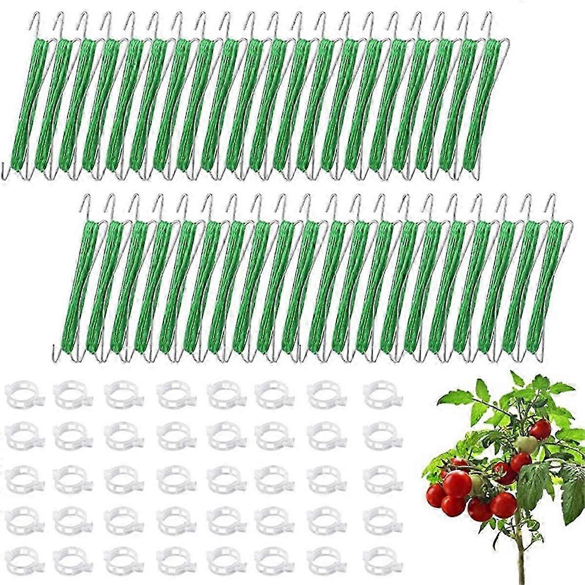 Optimized Hooks for Tomatoes: 40 Tomato Hooks with Plant Buckles & Bend