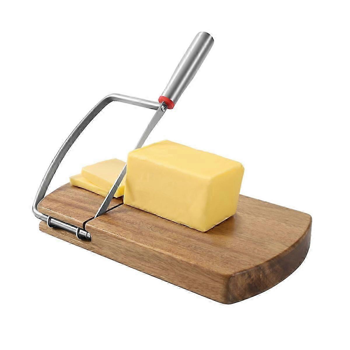 Multipurpose Cheese Slicer Cutter, Wood Cheese Slicers Board with Blade for Block Cheese, Effortless