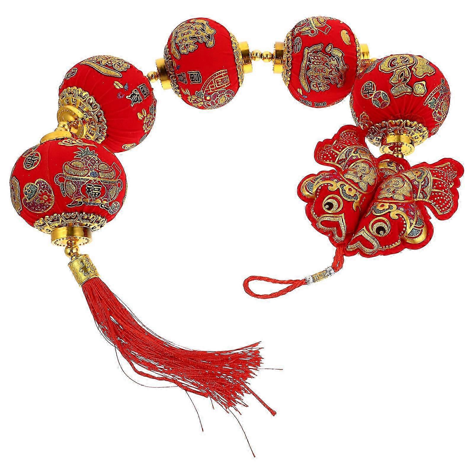 New Year Hanging Pendant 2Pcs Spring Festival Decoration For New Year Party Red Flannel Material Creating Warm Festive Ambiance