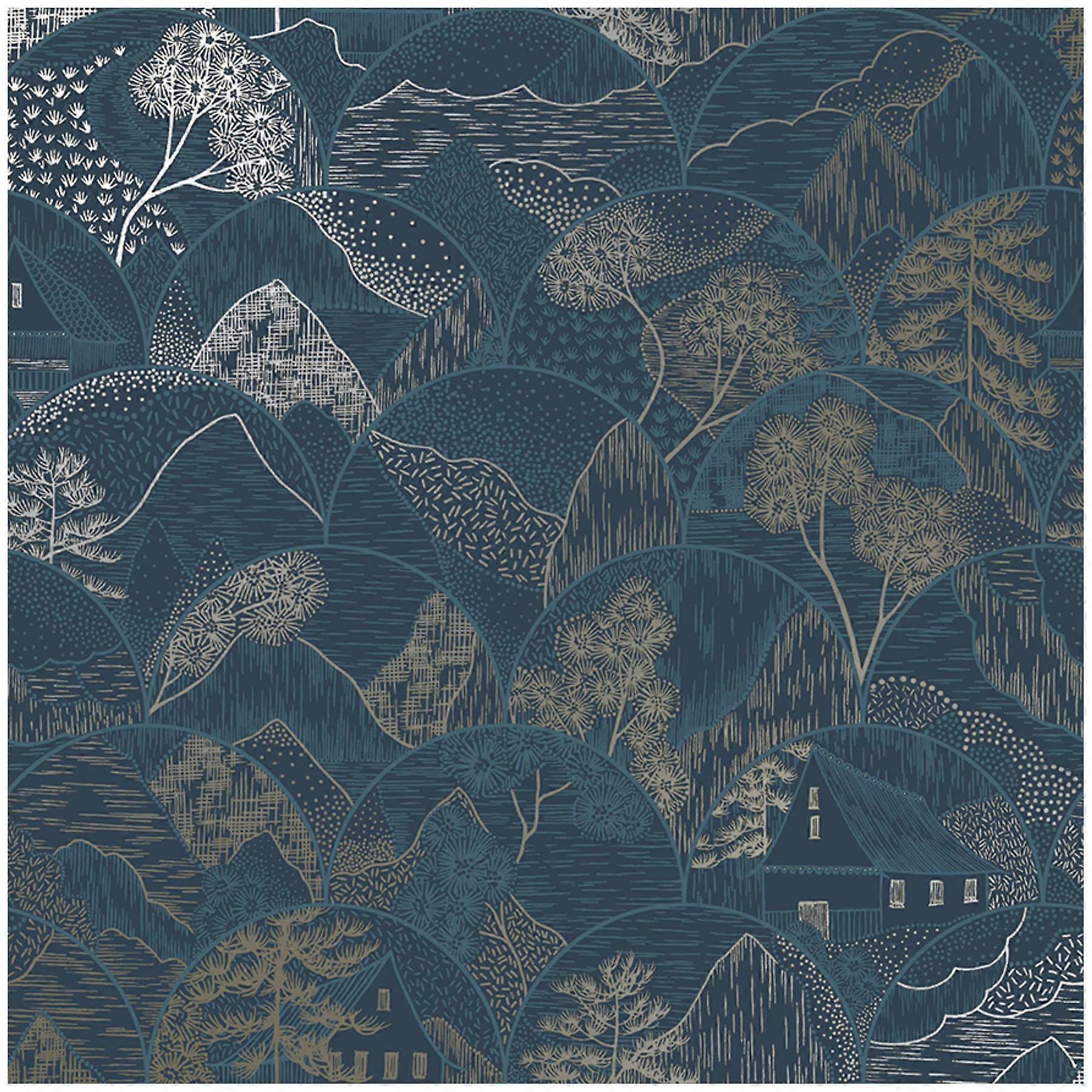 Holden Decor Teschio Navy Premium Wallpaper