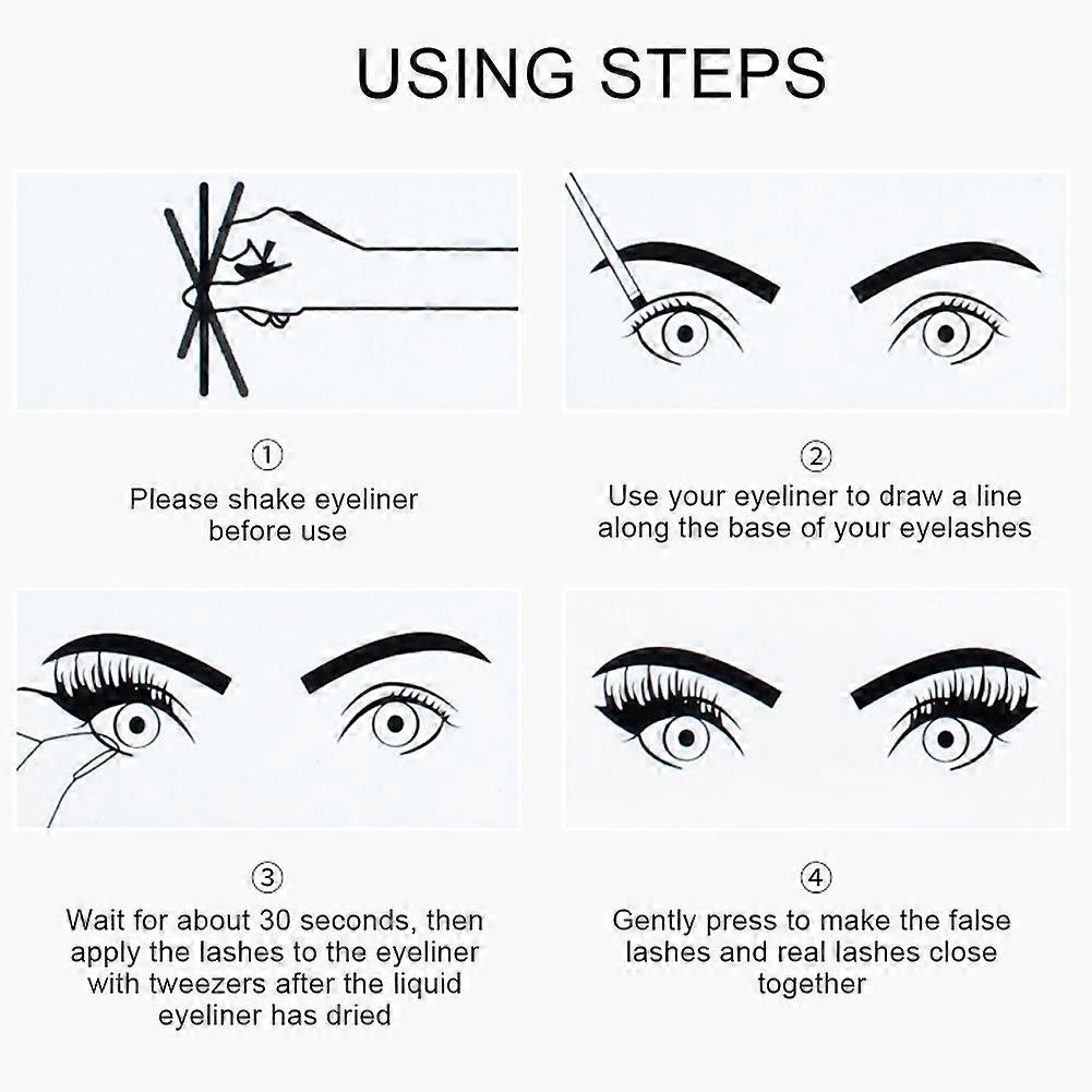 3 Pairs 3D-01 False Eyelashes Set with Waterproof Liquid Eyeliner