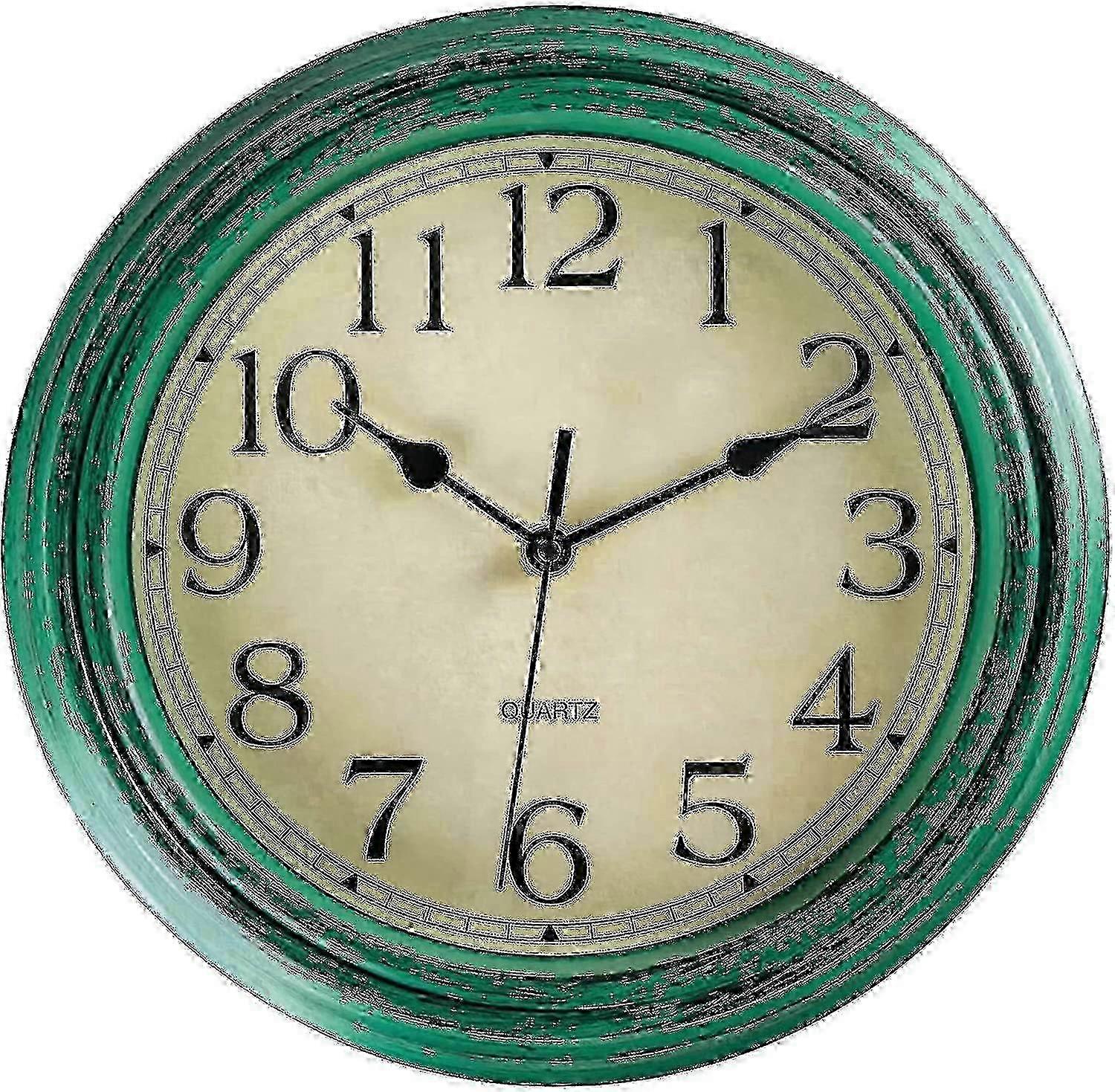 12 Inch Silent No Tick Round Wall Clock - Vintage Retro Quartz Design