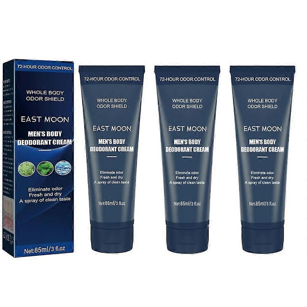 3PCS Mens Corps Doux Déodorant Crème Frais Et Sec Pour Tout Le Corps Contrôle Des Odeurs Peau Sans Danger NOUVEAU
