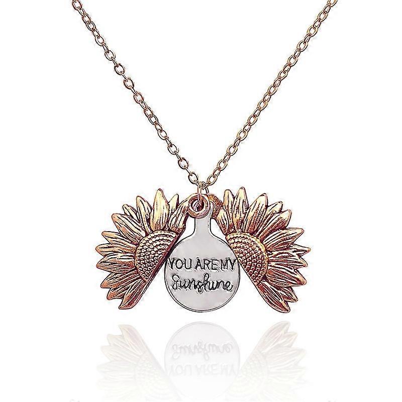 2 PCS Hip Hop Sunflower Titanium Steel Necklace