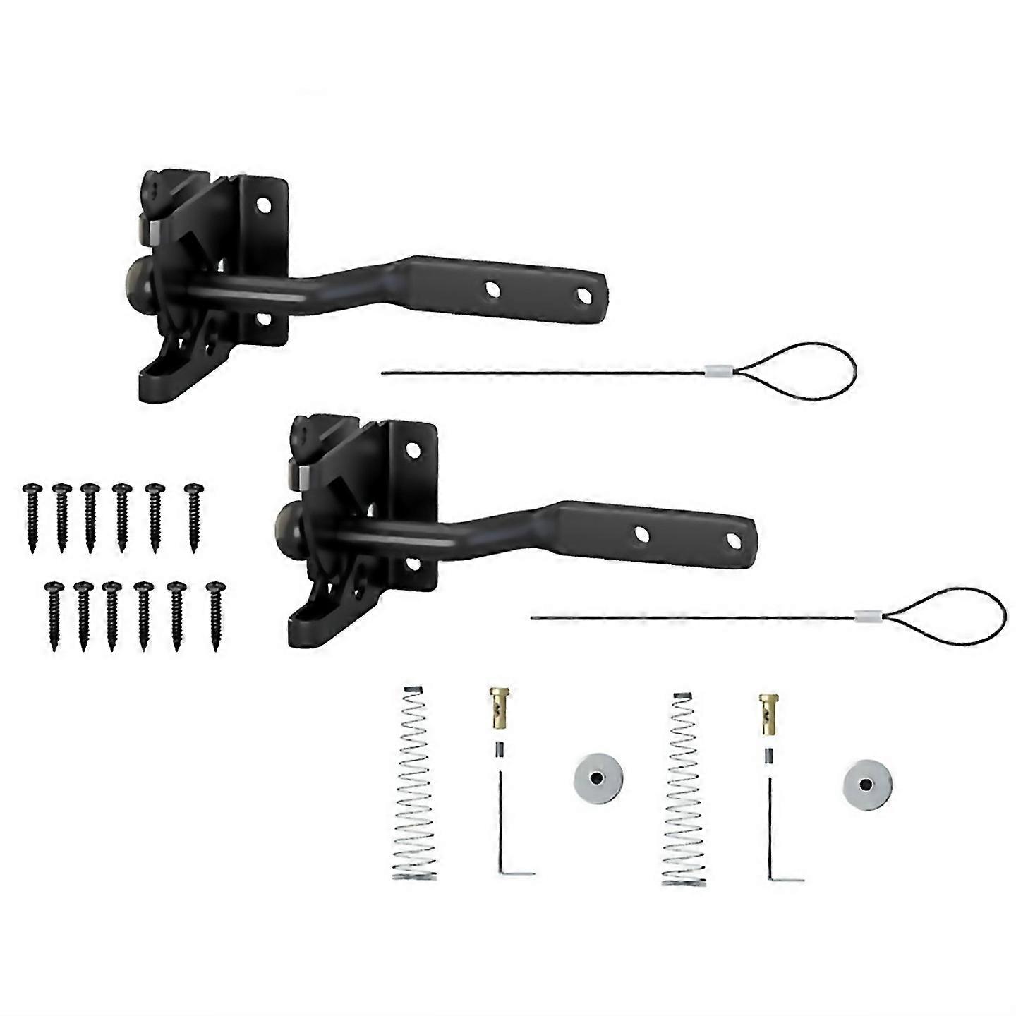 For 2 Pack Self Locking Gate Latch With Steel Spring Cable Pull String