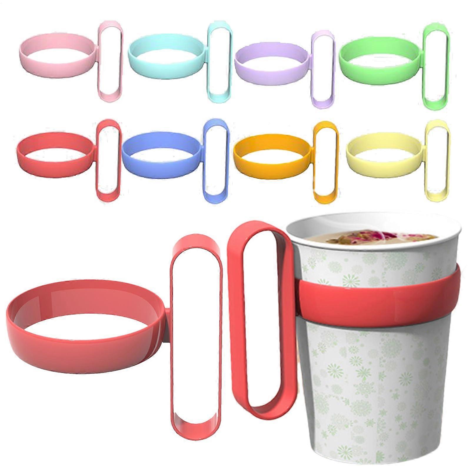 Paper Cup Holder With Handle 10Piece Set NonSlip Mug Grips HeatInsulating Cup Holders Assorted Colors