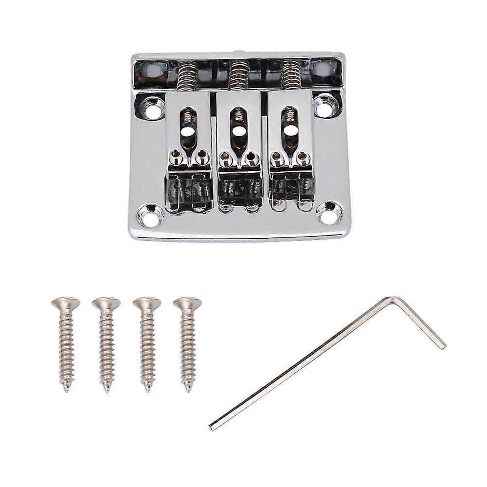 Cigarbox 3-String Fixed Bridge for Electric Guitar (Silver)