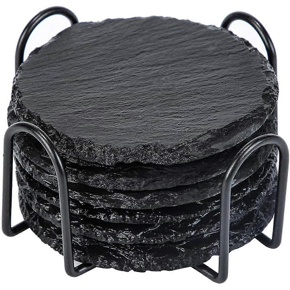 Stone Coaster 10cm Round Glass Coaster with Practical Stand