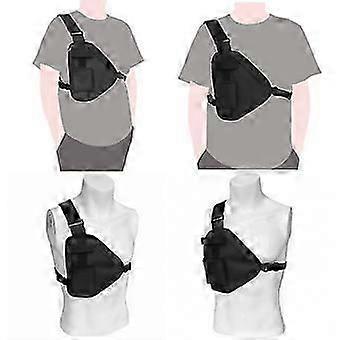 Talkie Chest Bag,Walkie Talkie Portable Vest Chest Bag Pouch Black with Adjustable Strap Black