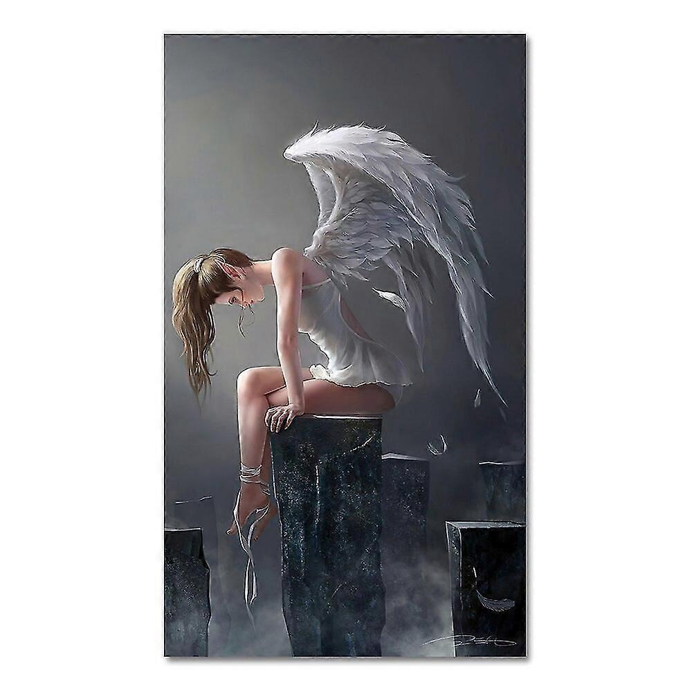 Posters Canvas Painting Devil And Angel Painting Gray Character Wings Skull No Frame