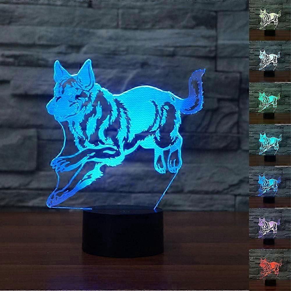 German Shepherd 3D LED Optical Illusion Sensor Night Light with Smart Touch