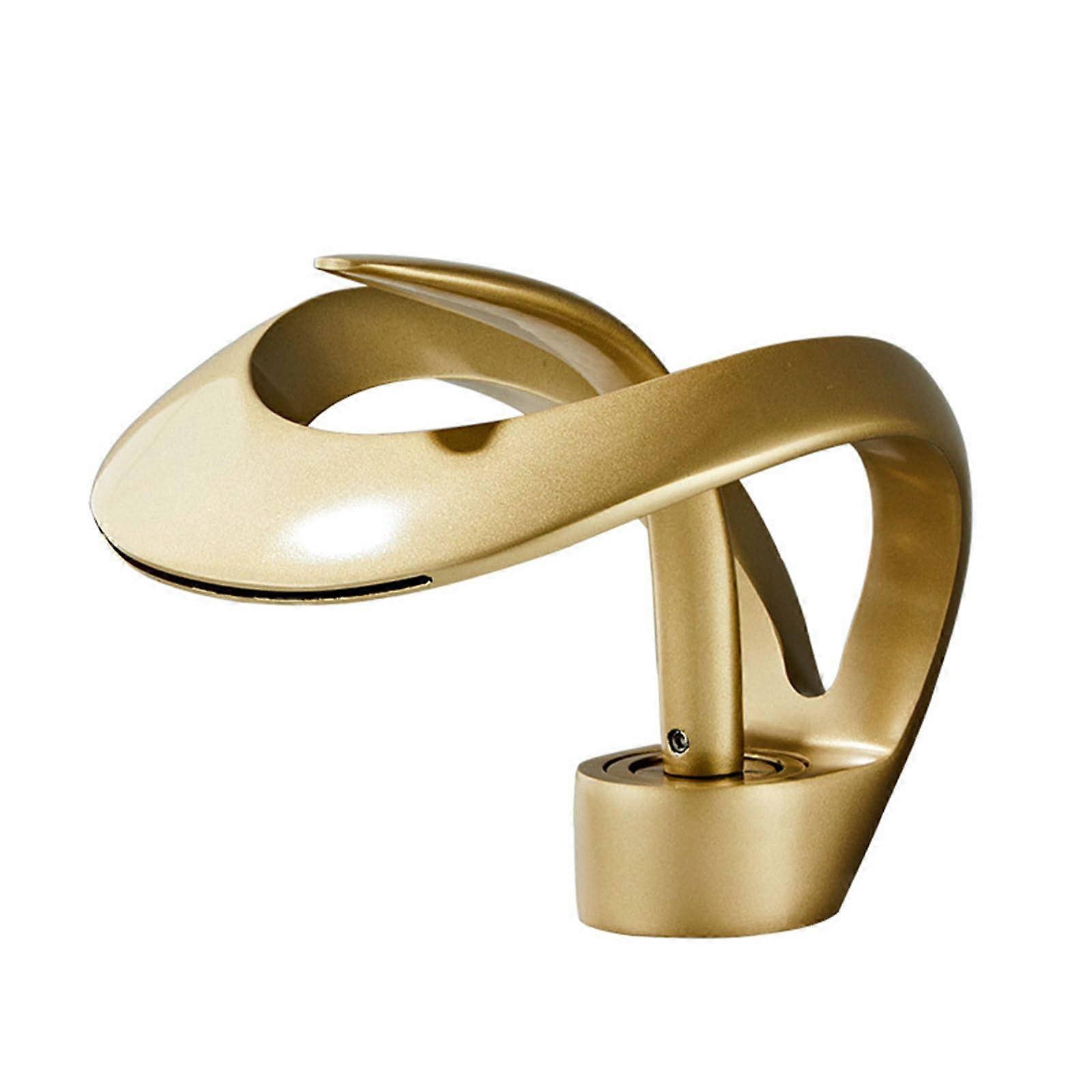 Waterfall Taps For Bathroom Basin, Single Handle Sink Taps, Hot And Cold Brass, Gold Finish