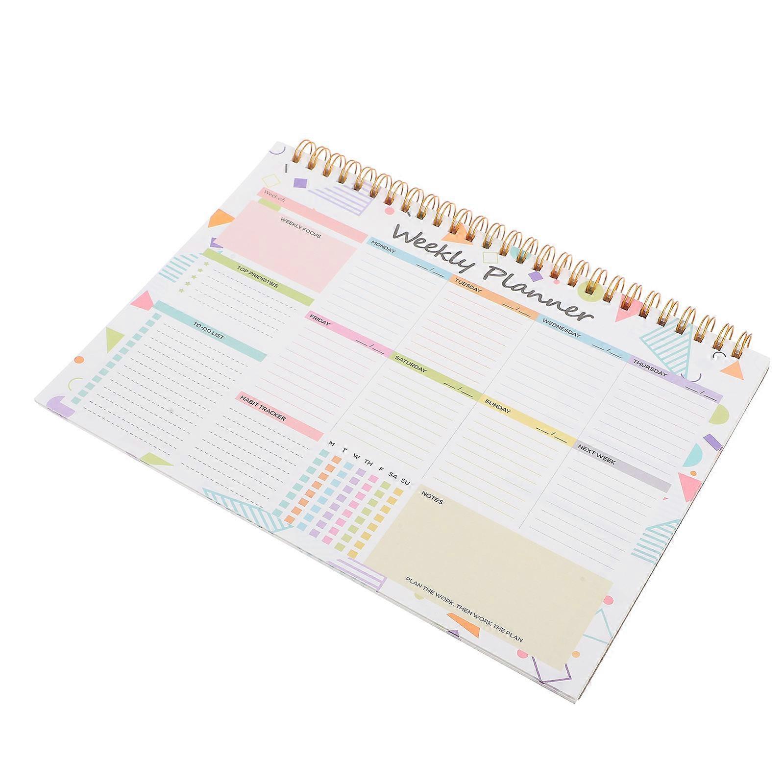 Undated Weekly Planner Notebook Task Use 9.8X7.2X0.6in Clean Design 1Set