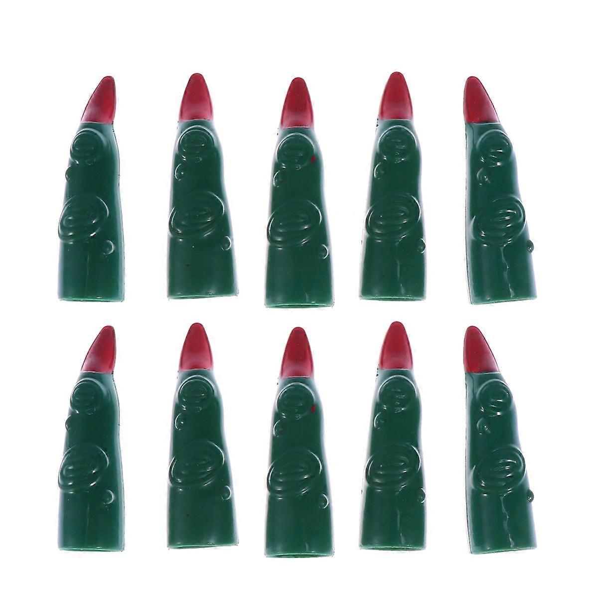 20Pcs Green Witch Fake Finger Set for Halloween Party Use Artificial Nails