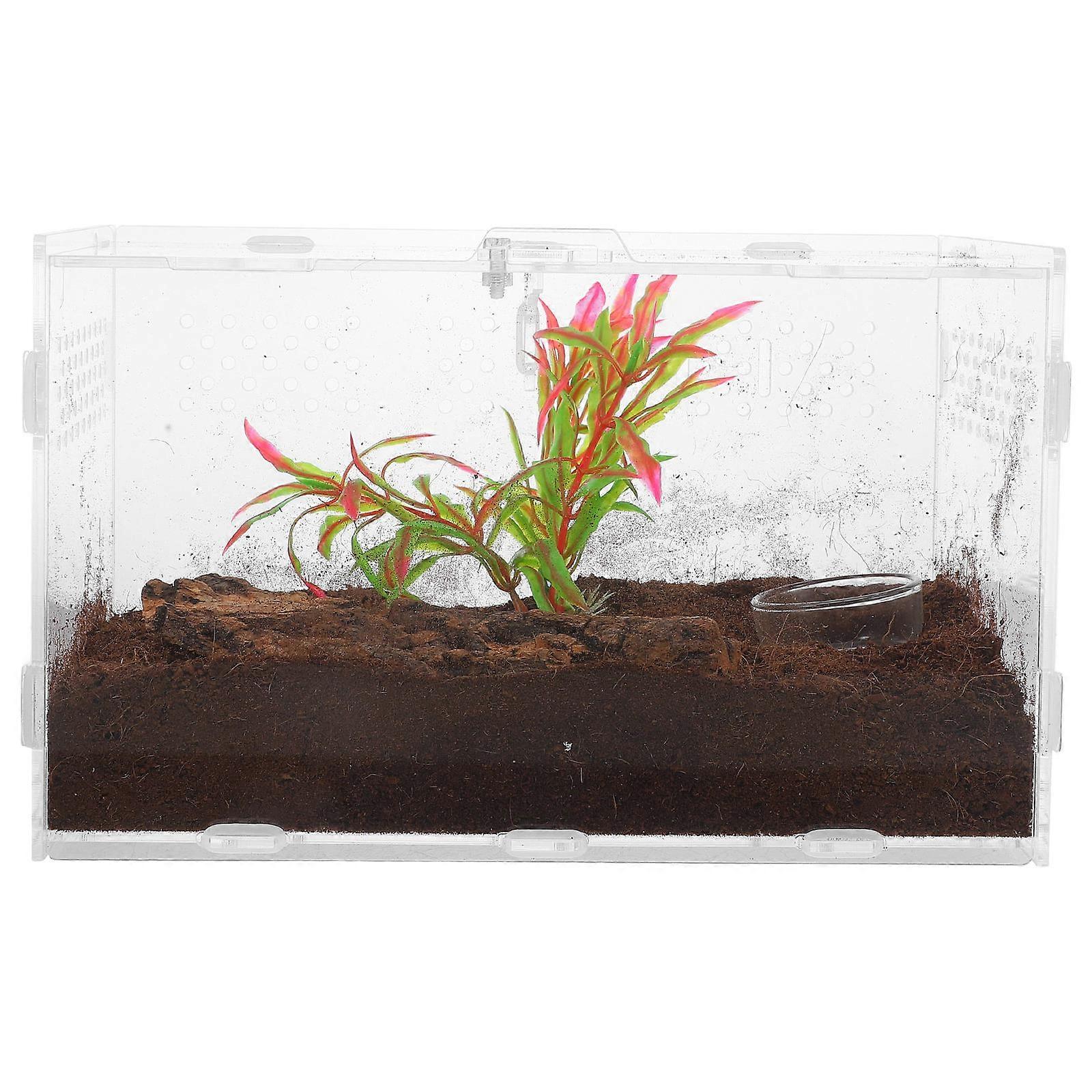 Acrylic Reptile Tank Lizard Cage for Breeding 2Pcs Transparent Box
